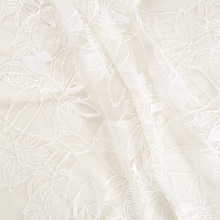 White leaves embroidered tulle