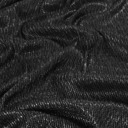 Metallic pleated jersey silver- black ground