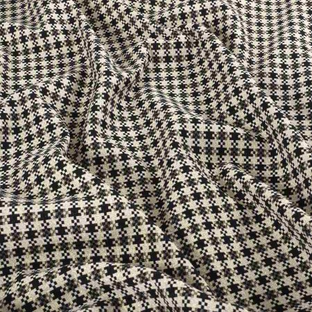 White black elastic jacquard checks