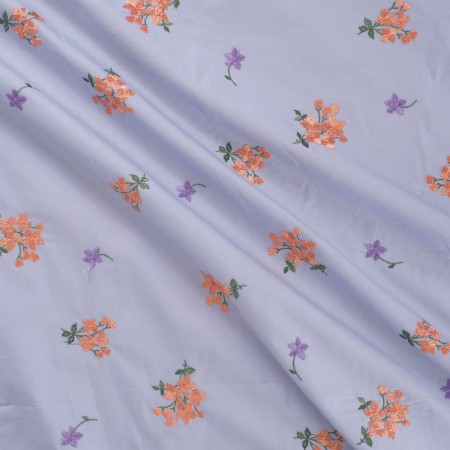 Lavender cotton floral embroid