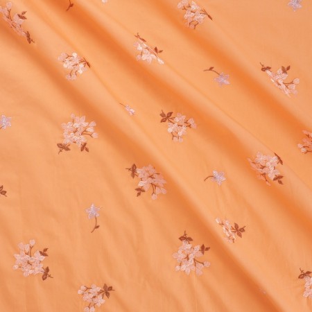 Orange cotton floral embroider