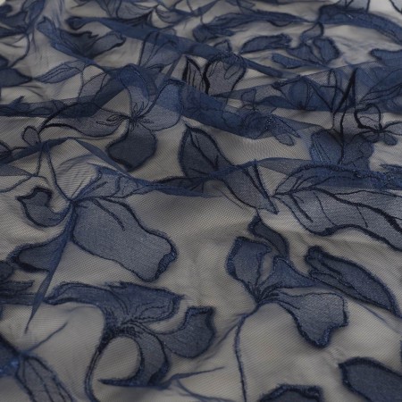 Navy organza flower on tulle