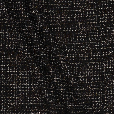 Tweed de cuadros lame negro