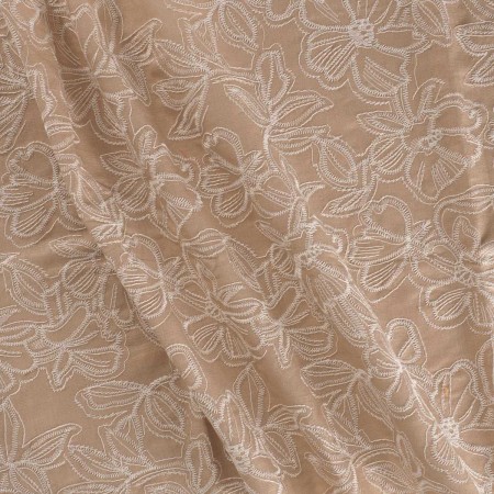 Beige embroidered cotton linen