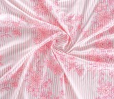 Pink embroidered cot/pl stripe