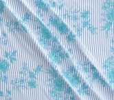 Blue embroidered cot/pl stripe