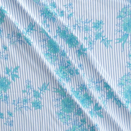 Blue embroidered cot/pl stripe