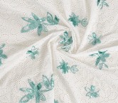 Turquoise embroidered cotton v