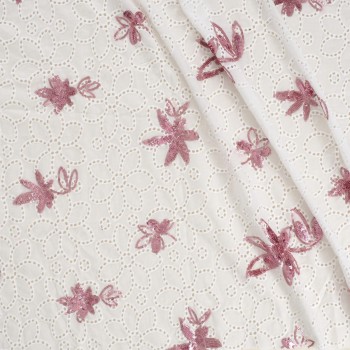 Pink embroidered cotton voile