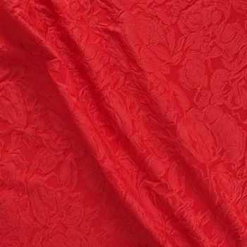 Jacquard cloquÉ floral rojo