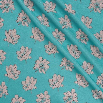 Jacquard floral lamÉ azul turquesa