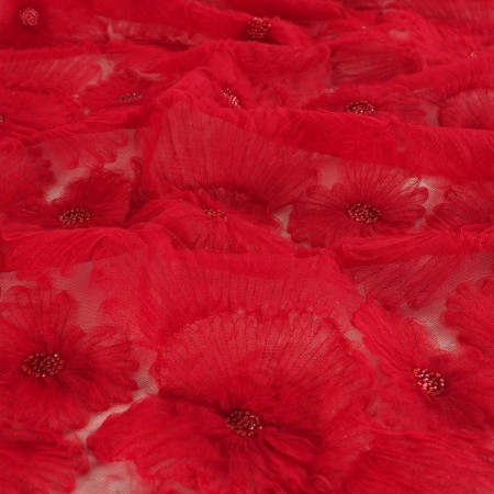 Red macro tulle flowers