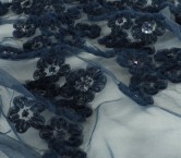 Navy 3d flowers in border desi