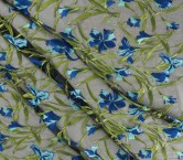 Blue embroidered floral branch