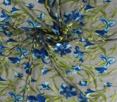 Blue embroidered floral branch