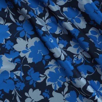 Jacquard mikado flores azul