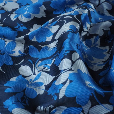 Blue jacquard mikado flowers