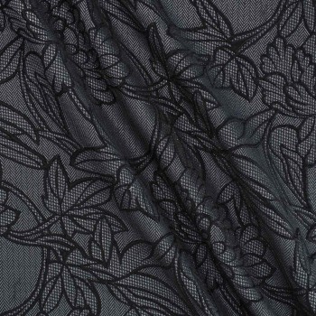 Grey black jacquard flower lam