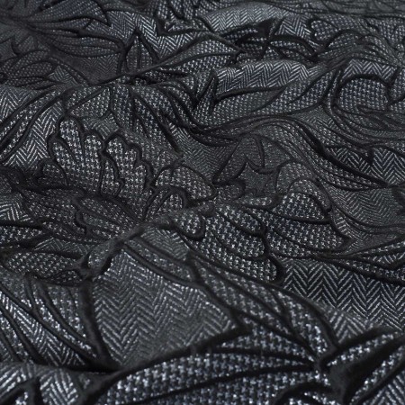 Grey black jacquard flower lam