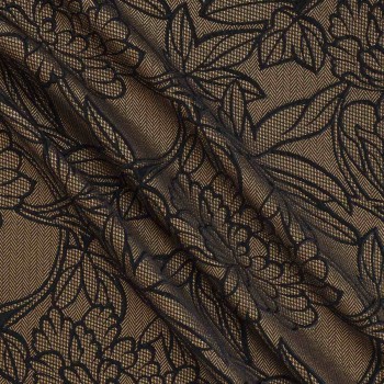 Jacquard flor lame negro oro