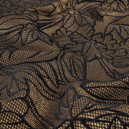 Black gold jacquard flower lam