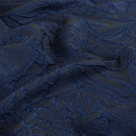 Blue jacquard flower lame