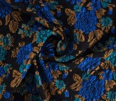 Jacq. fil coupÉ cloquÉ floral azul turquesa