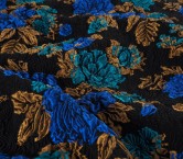 Jacq. fil coupÉ cloquÉ floral azul turquesa