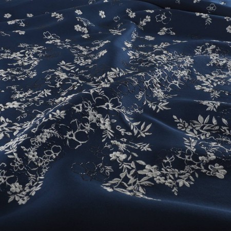 Marine jacquard floral pano 165 cm