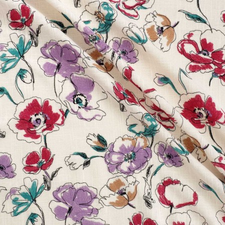 Ivory flower on viscose linen