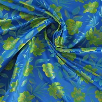 Jacquard floral azul verde