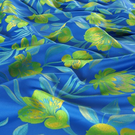 Jacquard floral azul verde