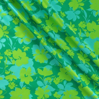 Green jacquard mikado flowers