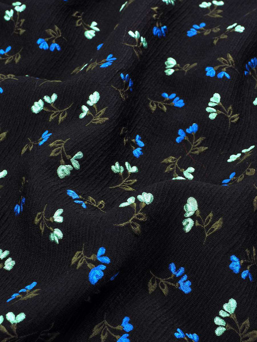 Jacquard fondo diagonal lana flores azul turquesa